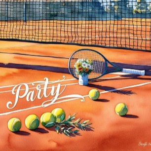 Carte de remerciements de tennis avec balle sur le