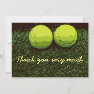 Carte de remerciements de tennis avec deux balles 