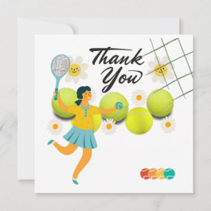 Carte de remerciements de tennis avec le joueur ti