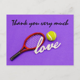 Carte de remerciements de tennis avec raquette à b