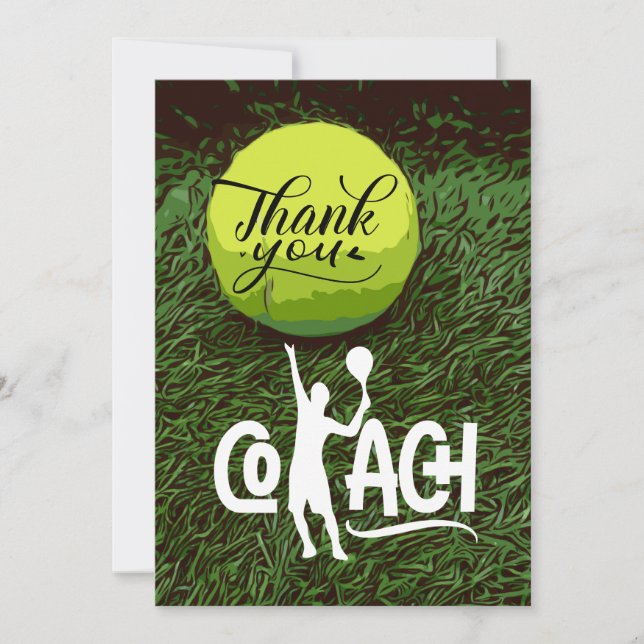 Carte de remerciements de tennis pour entraîneur d (Devant)
