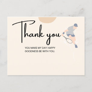 Carte de remerciements de tennis pour joueur aquar