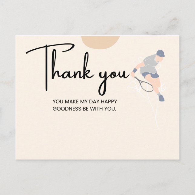 Carte de remerciements de tennis pour joueur aquar (Devant)