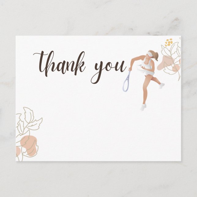 Carte de remerciements de tennis pour joueur aquar (Devant)