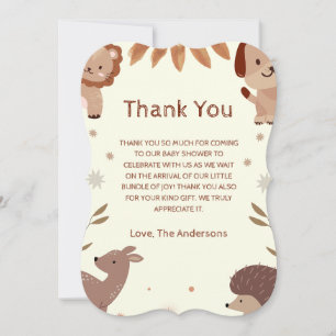 Carte de remerciements de thème animal aquarelle