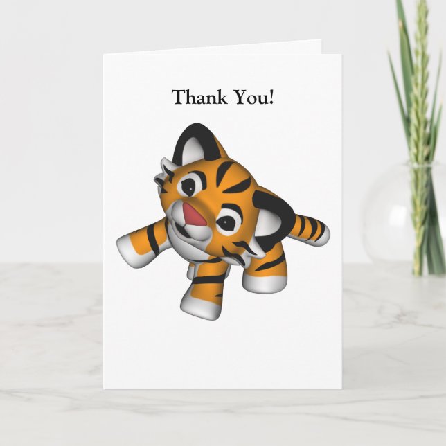 Carte de remerciements de tigre de Kawaii (Devant)