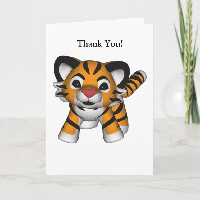 Carte de remerciements de tigre de Kawaii (Devant)