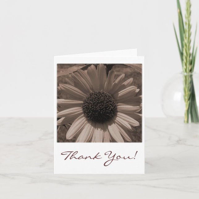 Carte de remerciements de tournesol antique (Devant)