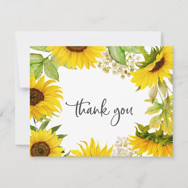 Carte de remerciements de tournesol du pays (Devant)