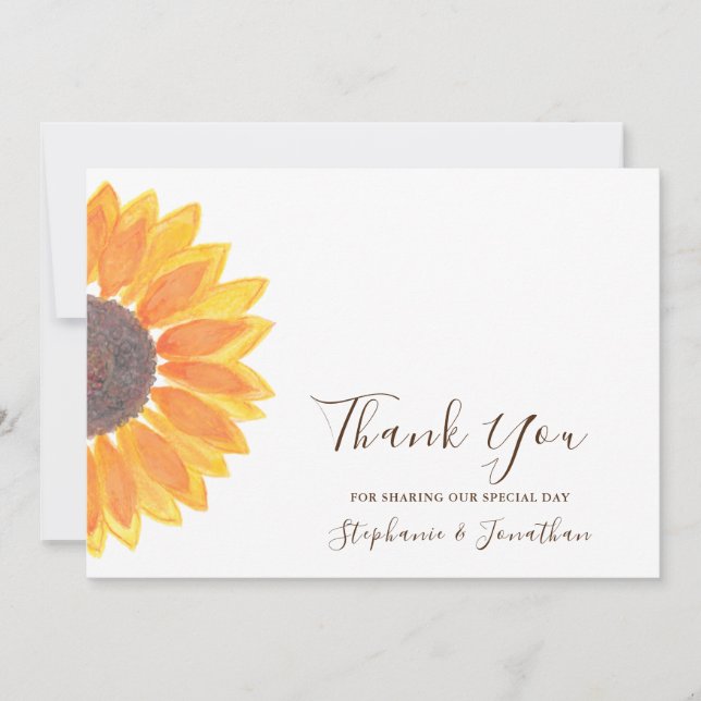 Carte de remerciements de tournesol rustique (Devant)