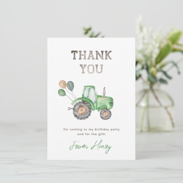Carte de remerciements de tracteur | Merci tracteu (Debout devant)
