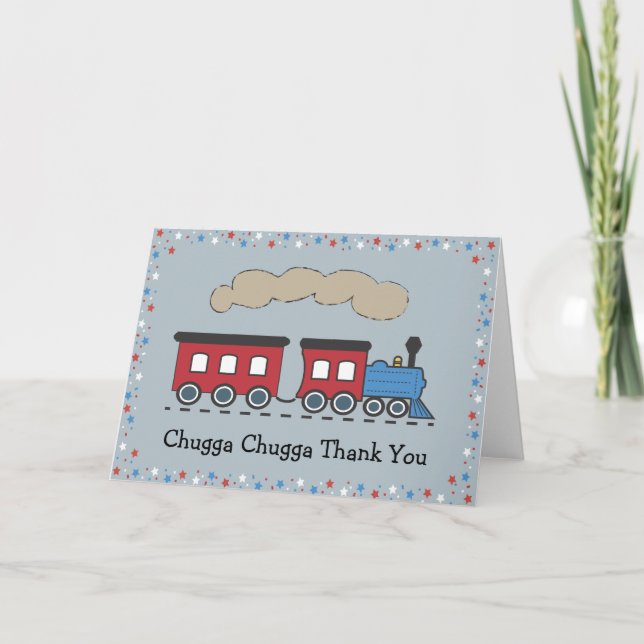 Carte de remerciements de train - Rouge, Blanc et  (Devant)