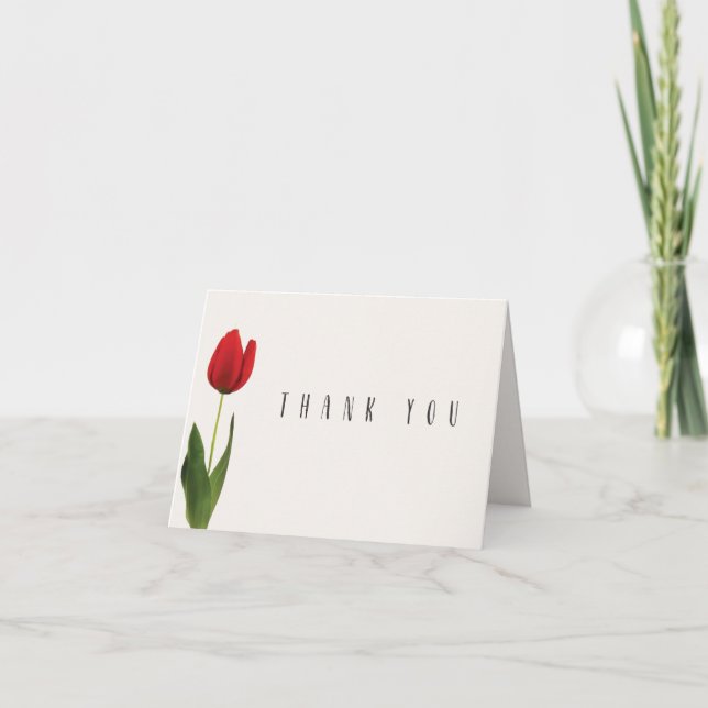 Carte de remerciements de tulipe rouge personnalis (Devant)