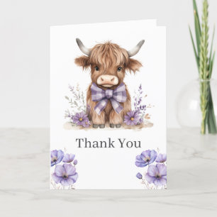 Carte de remerciements de vache pourpre Highland