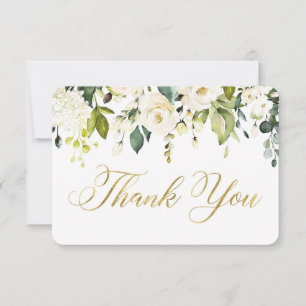 carte de remerciements de verdure blanc et or