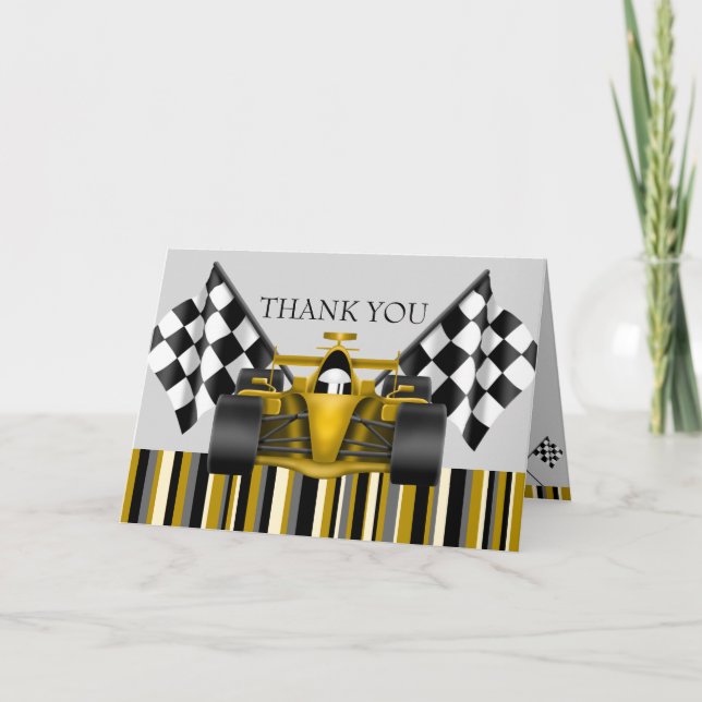 Carte de remerciements de voiture Gold Race (Devant)