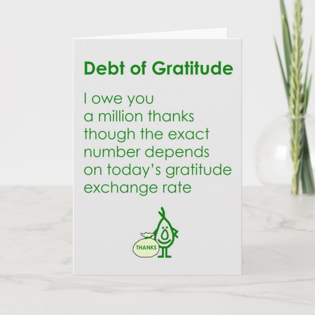Carte De Remerciements Debt of Gratitude (Devant)