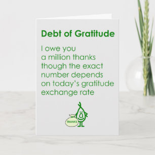 Carte De Remerciements Debt of Gratitude