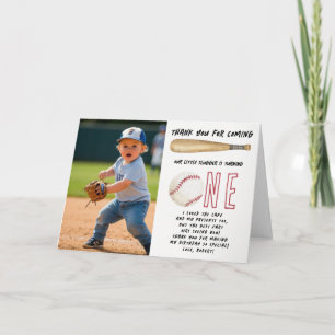 Carte De Remerciements Débutant de l'année Fête d'anniversaire de basebal