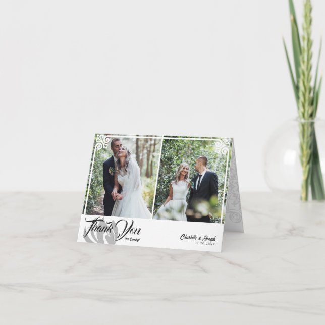 Carte De Remerciements Déco moderne cygne blanc 2 Mariage photo plié (Devant)