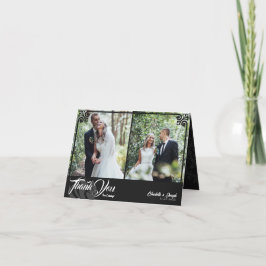 Carte De Remerciements Déco moderne cygne noir 2 Mariage photo plié