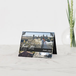 Carte De Remerciements Déco moderne noir cygne photo Mariage plié