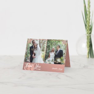 Carte De Remerciements Déco moderne rose cygne 2 Mariage photo plié