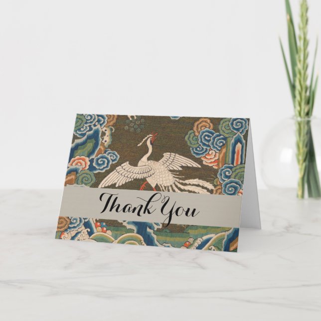 Carte De Remerciements Décor d'antiquité chinois d'oiseaux (Devant)