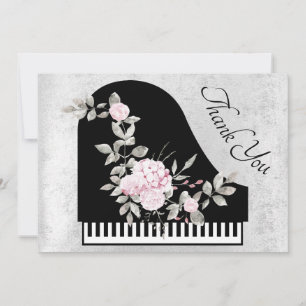 Carte De Remerciements décoration de piano fleuri
