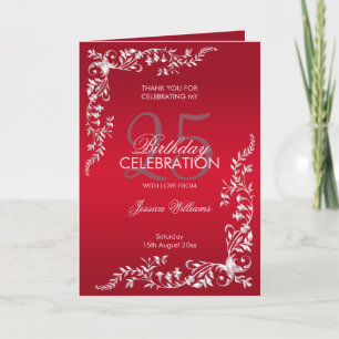 Carte De Remerciements Décoration rouge rubis 25e anniversaire