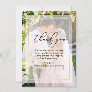 Carte De Remerciements Découpage de trame or Mariage de calligraphie déli