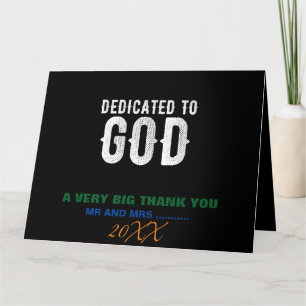 CARTE DE REMERCIEMENTS DÉDIÉ À DIEU COOL PERSONNALISABLE TEXTE BLANC