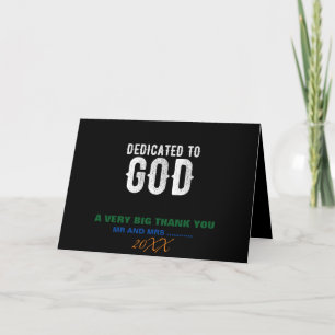 CARTE DE REMERCIEMENTS DÉDIÉ À DIEU COOL PERSONNALISABLE TEXTE BLANC