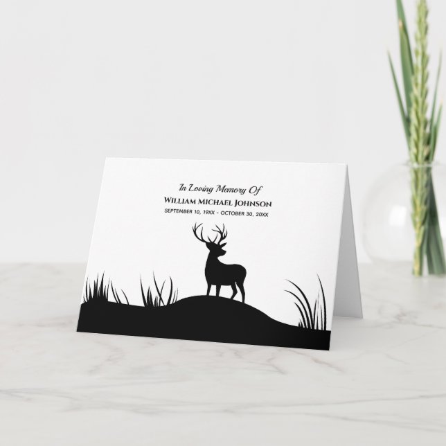 Carte De Remerciements Deer In Love Mémoire Souvenir Funérailles (Devant)