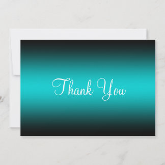Carte De Remerciements Dégradé de turquoise foncé à bordure noire