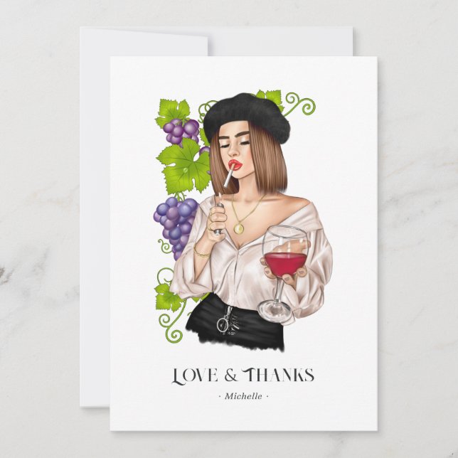 Carte De Remerciements Dégustation de vins French Girl (Devant)