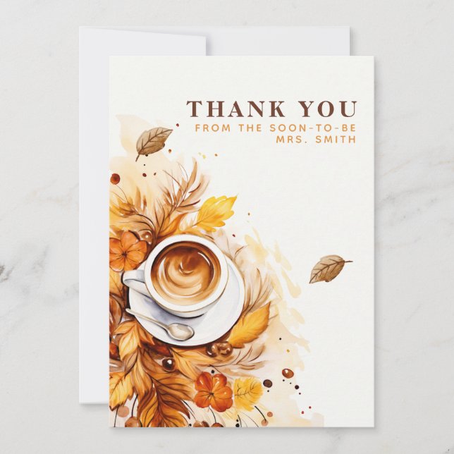 Carte De Remerciements Déjeuner de mariage cosy douillet Automne Fête de  (Devant)