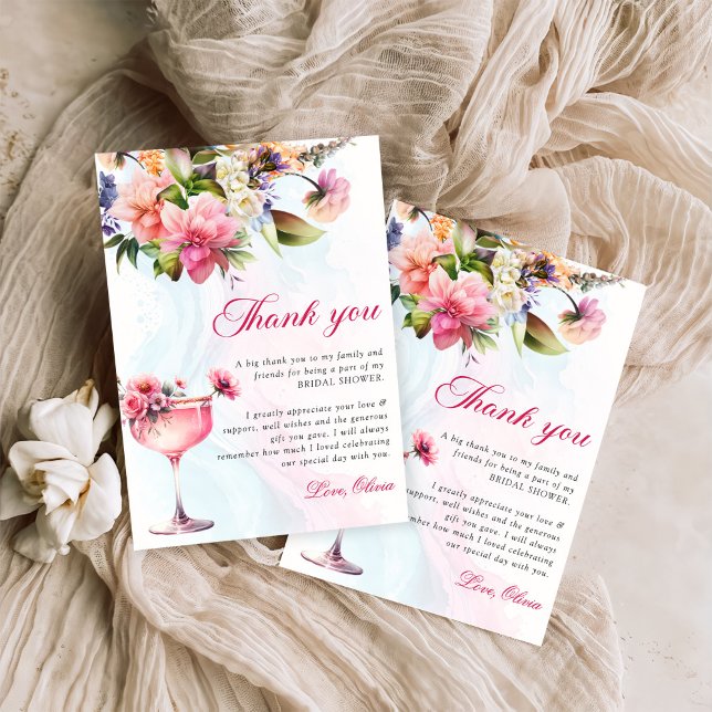 Carte De Remerciements Déjeuner Floral Et Mariée Sous Bulles (Créateur téléchargé)