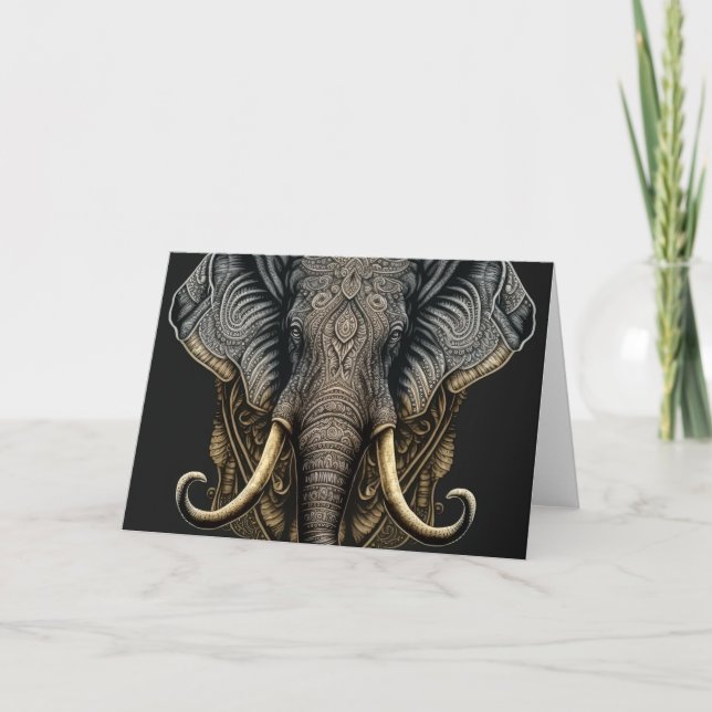 Carte de remerciements d'éléphant d'aquarelle myst (Devant)
