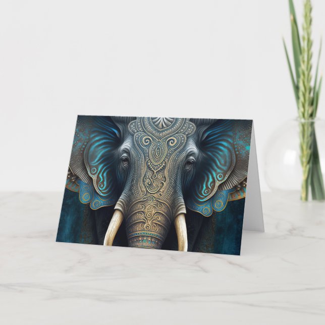 Carte de remerciements d'éléphant d'aquarelle myst (Devant)