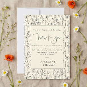 Carte De Remerciements Délicat motif de jardin fleurs sauvages mariage