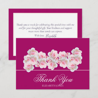 Carte De Remerciements Delicate Pink Roses Floral Bridal Shower Thank You