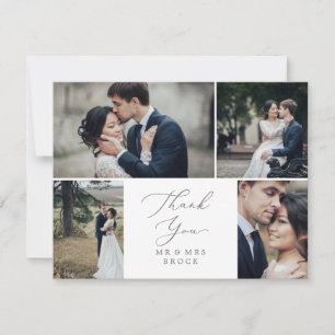 Carte De Remerciements Delicate Silver 4 Photo Template Thank You Card