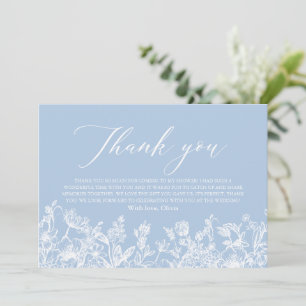 Carte De Remerciements Délicieux Thème Fleurs Bleu Poussiéreux pour une B