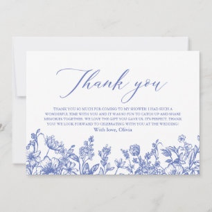 Carte De Remerciements Délicieux Thème Fleurs Bleu Poussiéreux pour une B