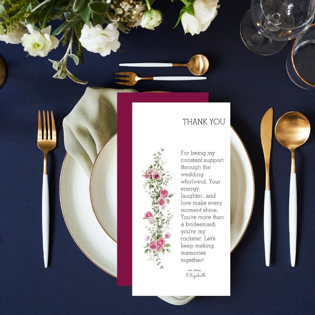 Carte De Remerciements Demoiselle d'honneur personnalisée au pinceau aqua (Express heartfelt thanks to your bridesmaids with our exquisite Watercolor Pink Peony thank you.)