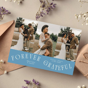 Carte De Remerciements Denim bleu mariage multi photo pour toujours recon