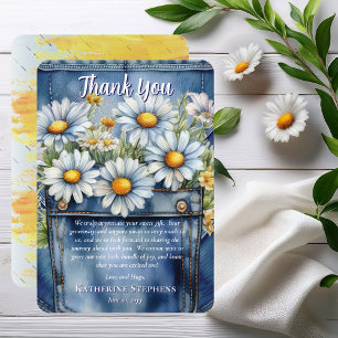 Carte De Remerciements Denim Blue Jean Fleurs de marguerite Baby Shower