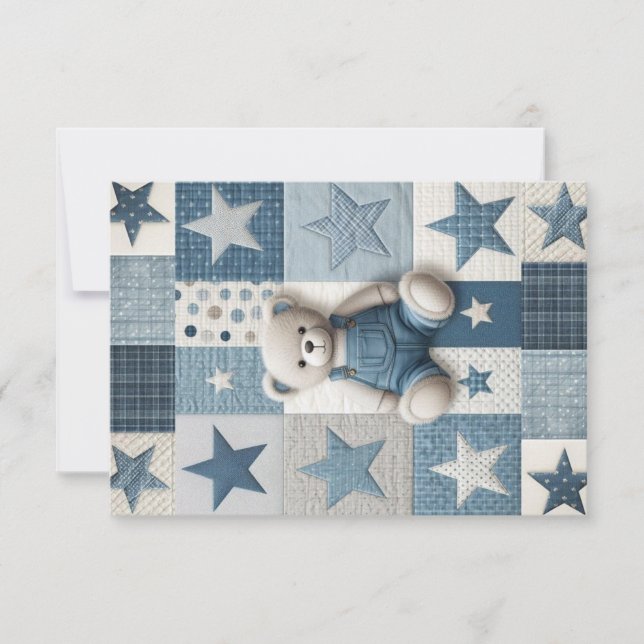 Carte De Remerciements Denim Patchwork Bear Thank You Card (Devant)