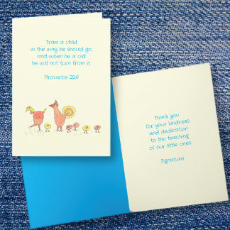 Carte de remerciements d'enseignant du dimanche